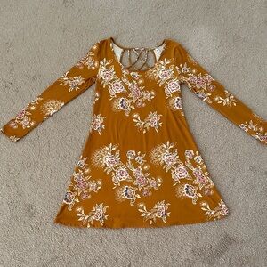 Charming Floral  Dress in Mustard